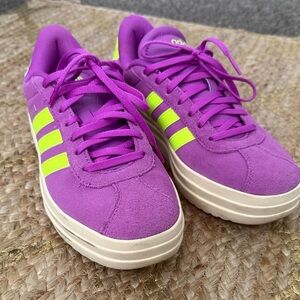 Adidas Gazelle Women's Purple and Neon Sneakers